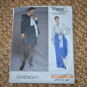 1989 Vogue Paris Original GIVENCHY 2387 Skirt Jacket Blouse SZ 8-10-12 UNCUT
